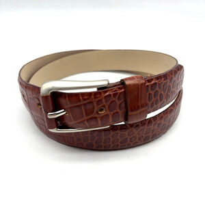 Vintage 90s Landes 7791 Brown Croc Embossed Italian Leather Belt M 30" Canada